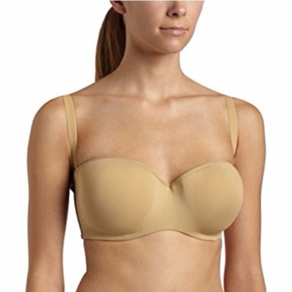 Le Mystere 9755 Dream Shameless Strapless Bra 38F Beige  Adjustable Straps - Picture 1 of 7